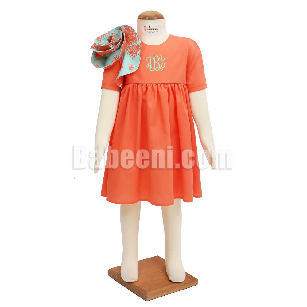 Girls Ruffles coral dress- DR 2846